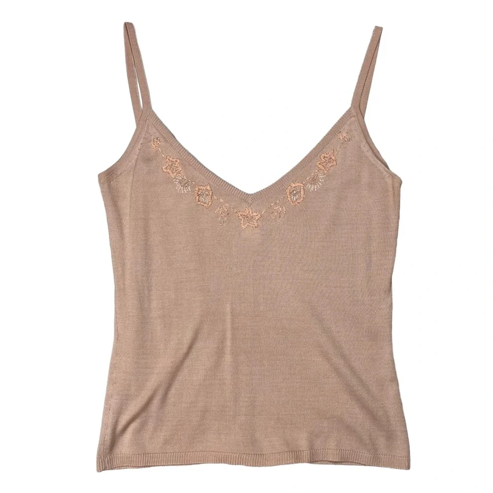 Vintage Collette Dinnigan 100% Silk Beaded Tank and Cardigan Matching Set